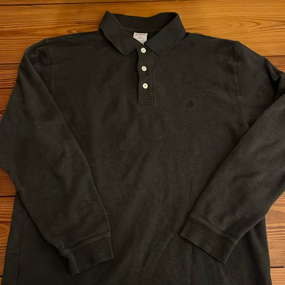 Brooks brothers, charcoal, gray long sleeve three button polo